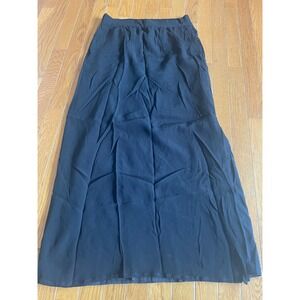 LOFT Skirt‎ Womens Small Black Rayon Elastic Waist Slit Side Pocket Gothic Maxi